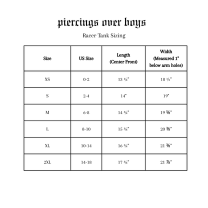 Piercings Over Boys Racerback